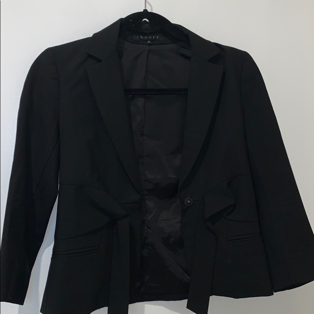 Theory Short Tie Black Casual Blazer 00